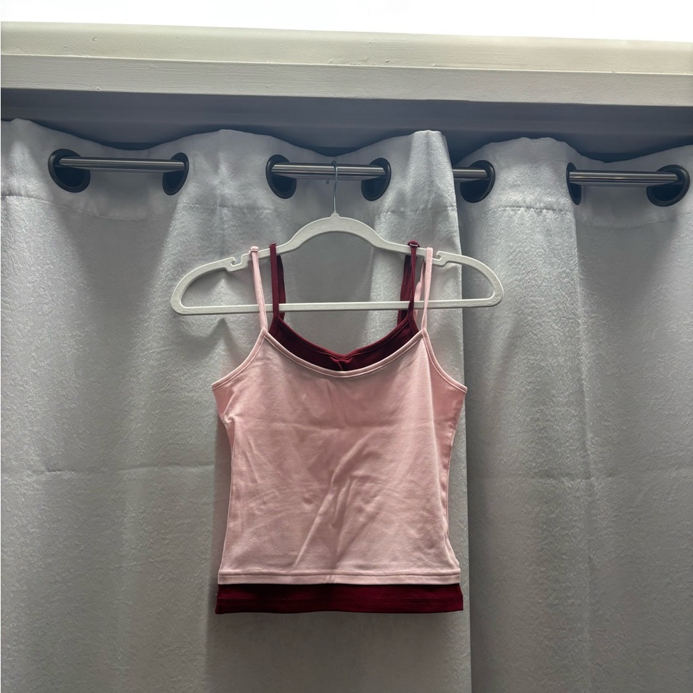 Edikted Pink and Red Doubled Tank Top